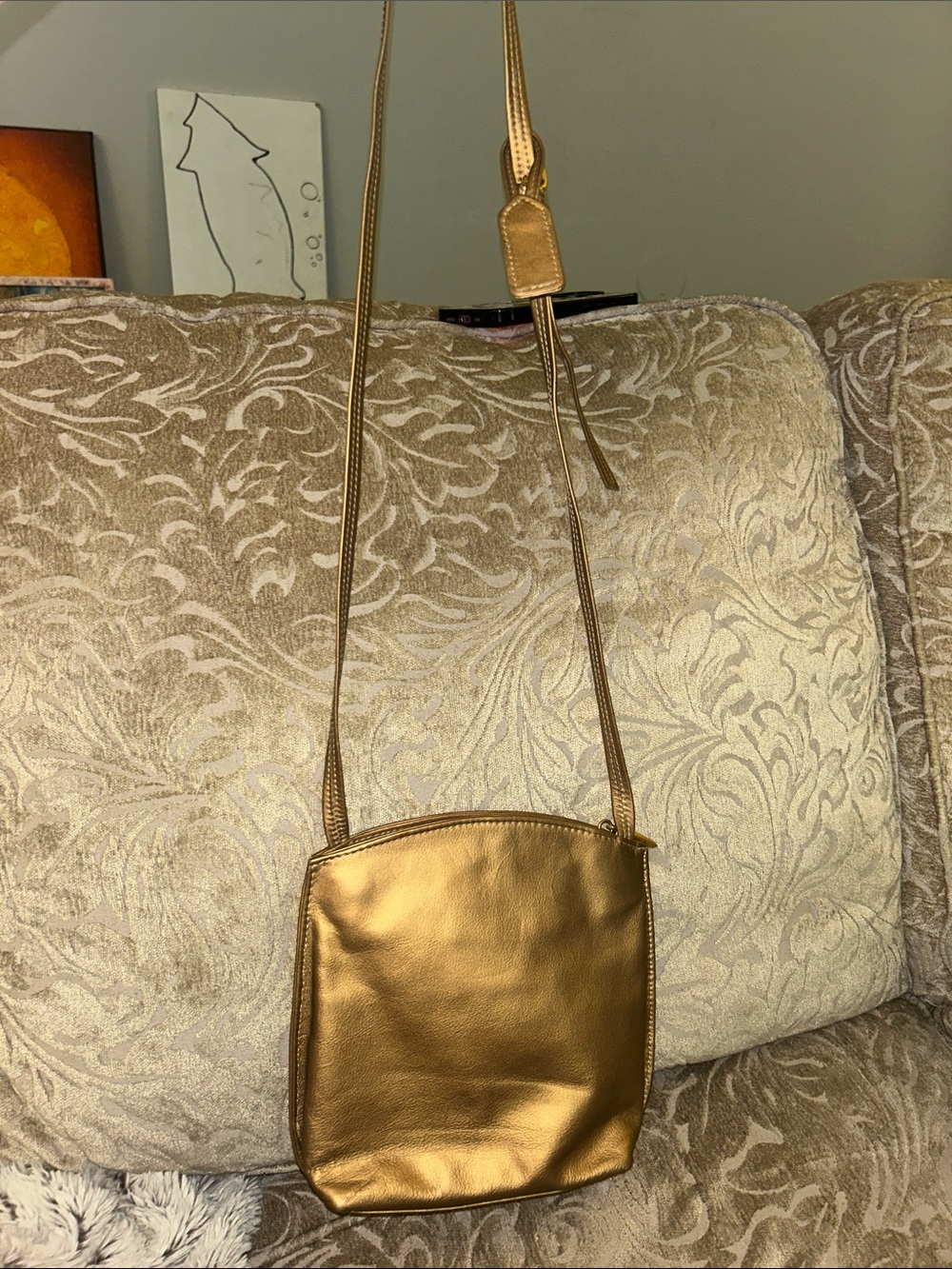 Gold Leather Crossbody Bag - Classic Metallic Shoulder Purse